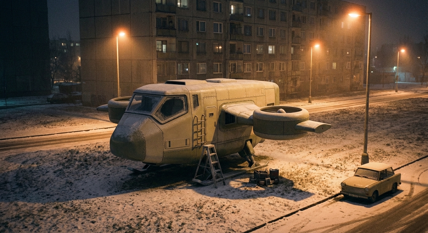 IK-210 Daru éjszakai karbantartás közben - Székesfehérvár, Palotaváros (1996.01.26.)